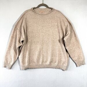 Nuuds Sweater Womens XL Cozy Knit Mockneck Boxy Heather Oat Pullover Yak Wool